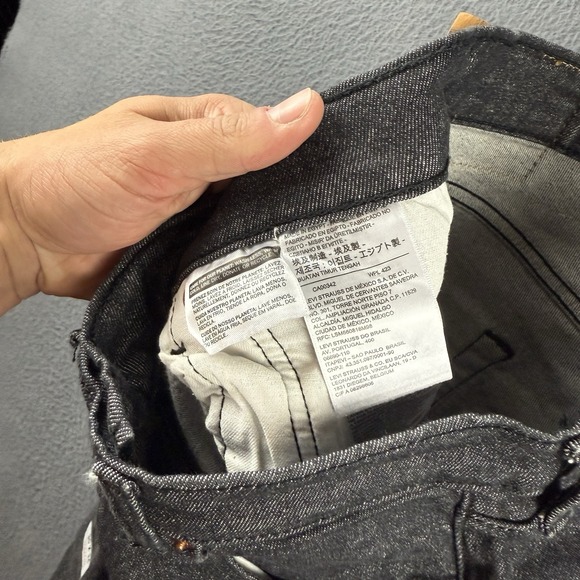 Levis 501 Jeans Mens 30x34 Black Button Fly Straight Stretch Denim Grunge NEW - Picture 7 of 12